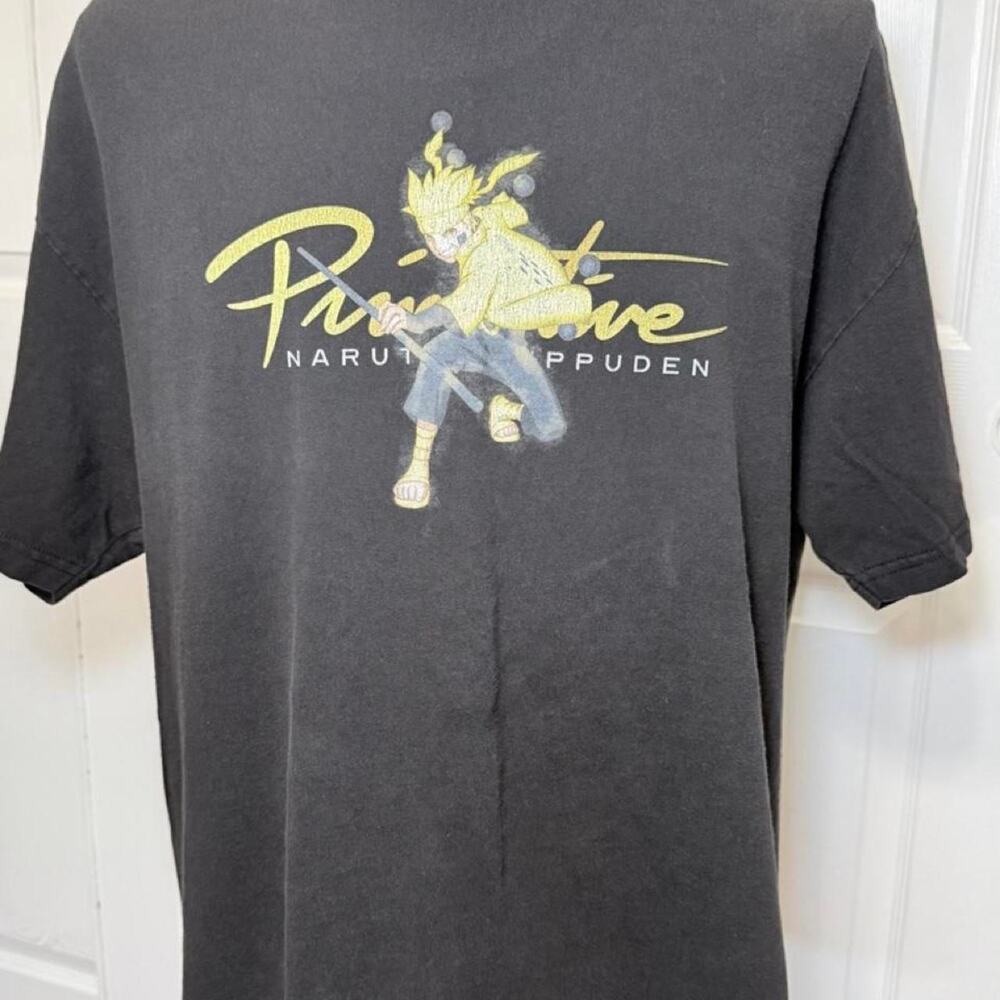 Naruto Shippuden Primitive Skateboarding Graphic T-Shirt Black Anime Large